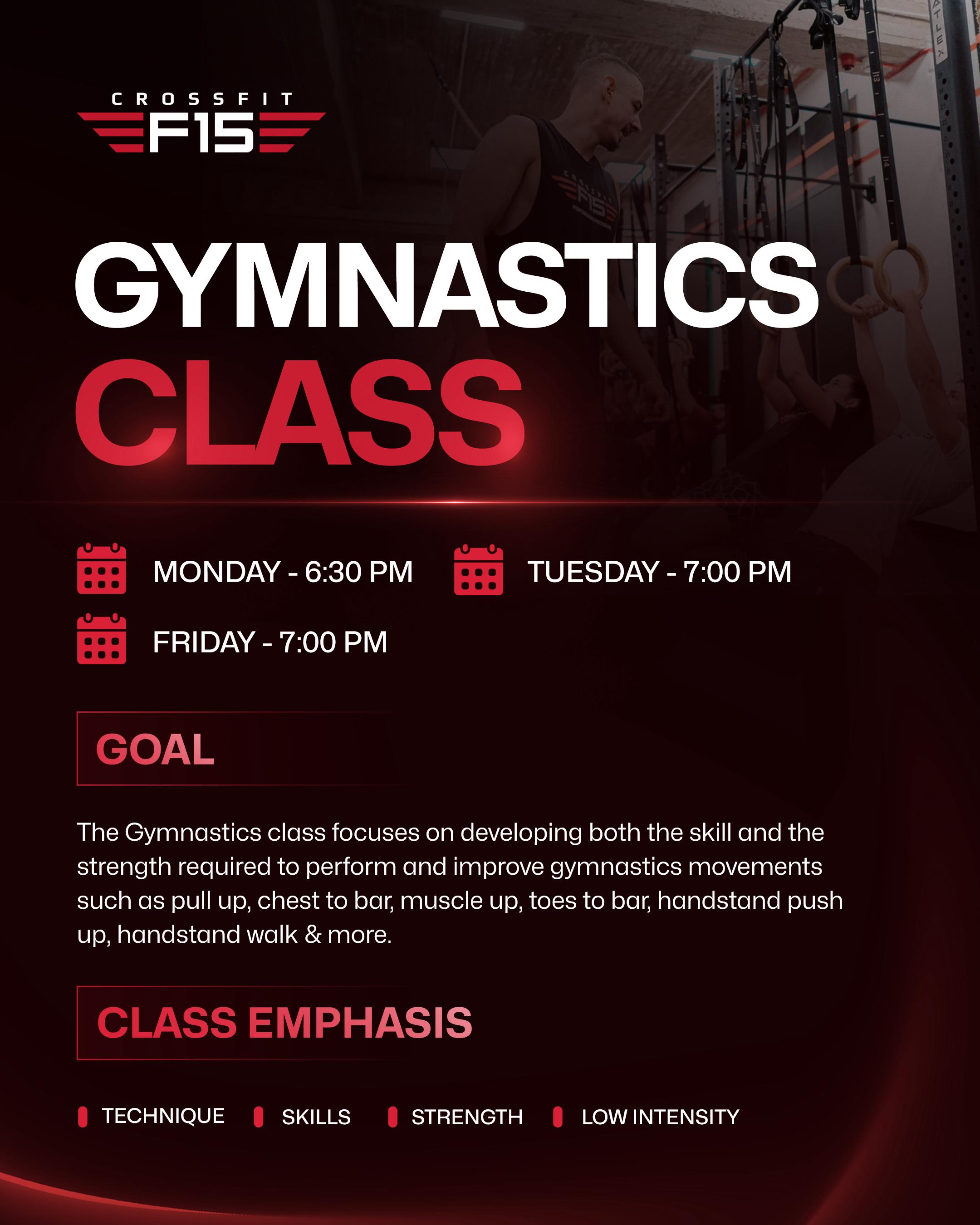 Gymnastics Class schedule