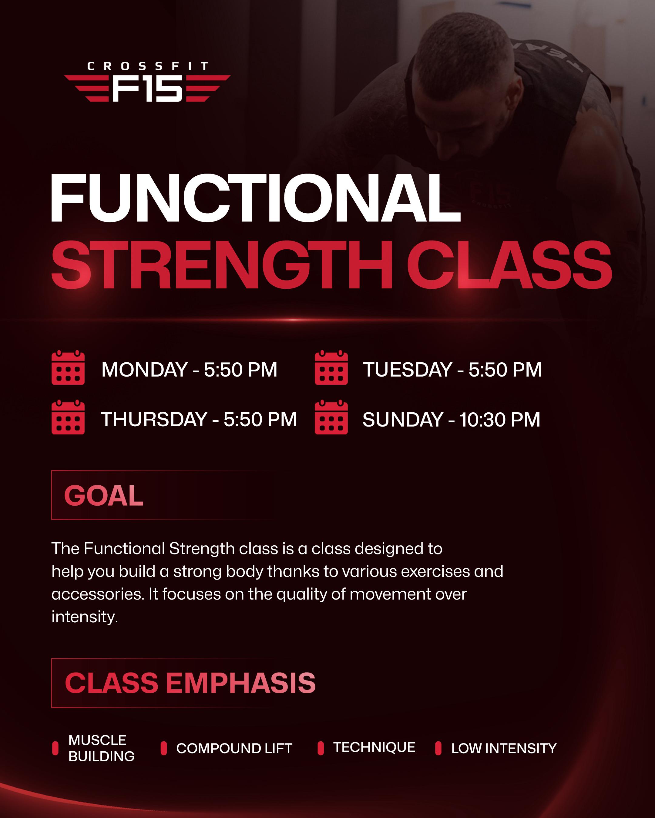 Functional Strength Class schedule