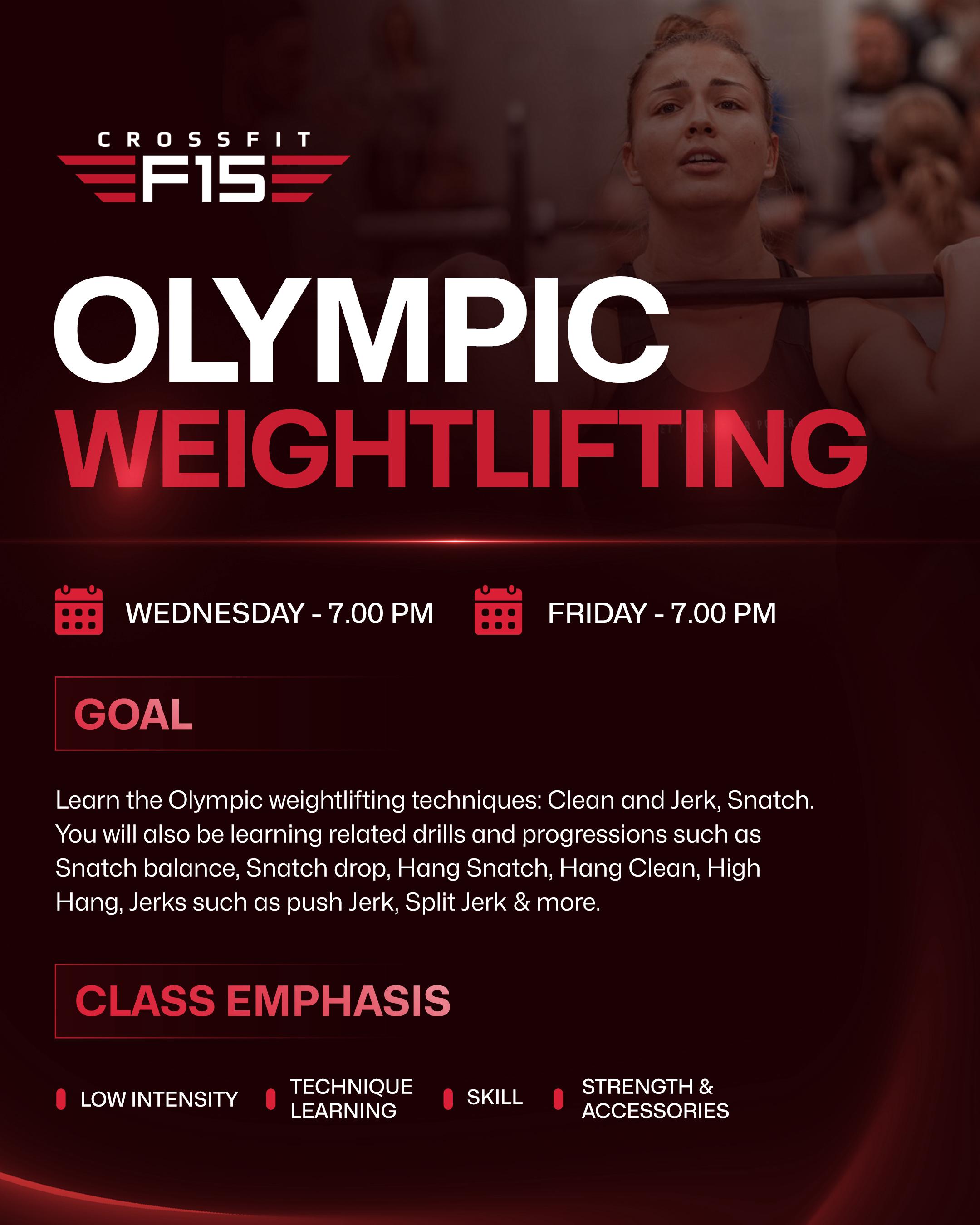 Olympic Weightlifting schedule