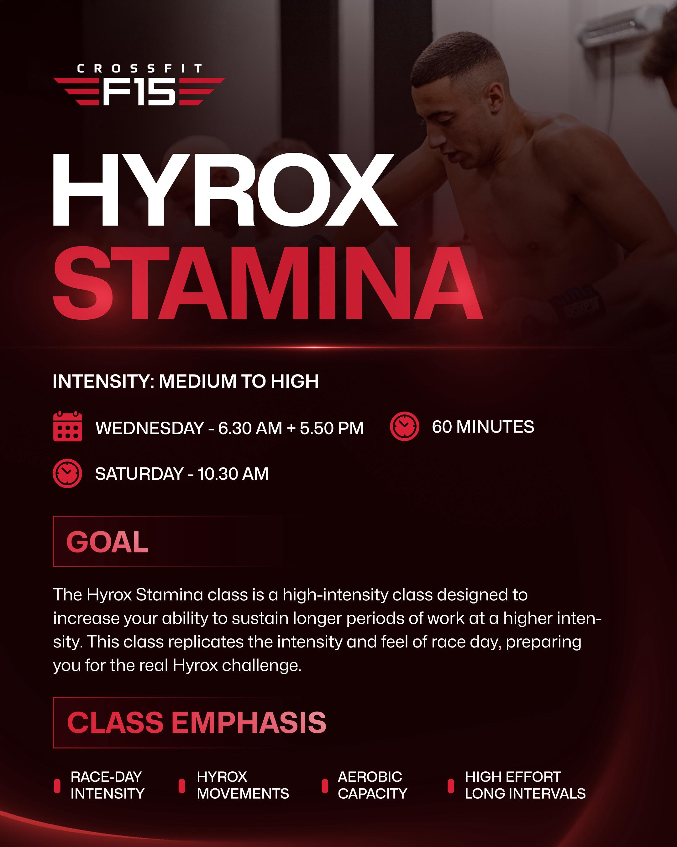 HYROX Stamina schedule